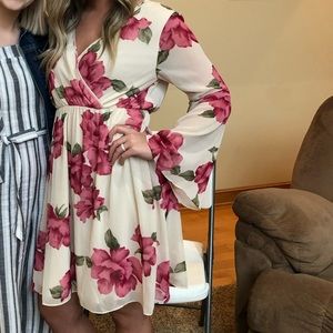 Pink Blush Long Sleeve Wrap Dress